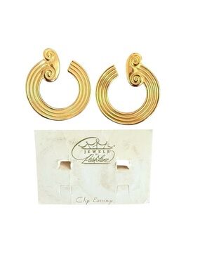 VTG PARK LANE Gold Tone Curved Column Clip On Earring Neoclassical Women Jewelry